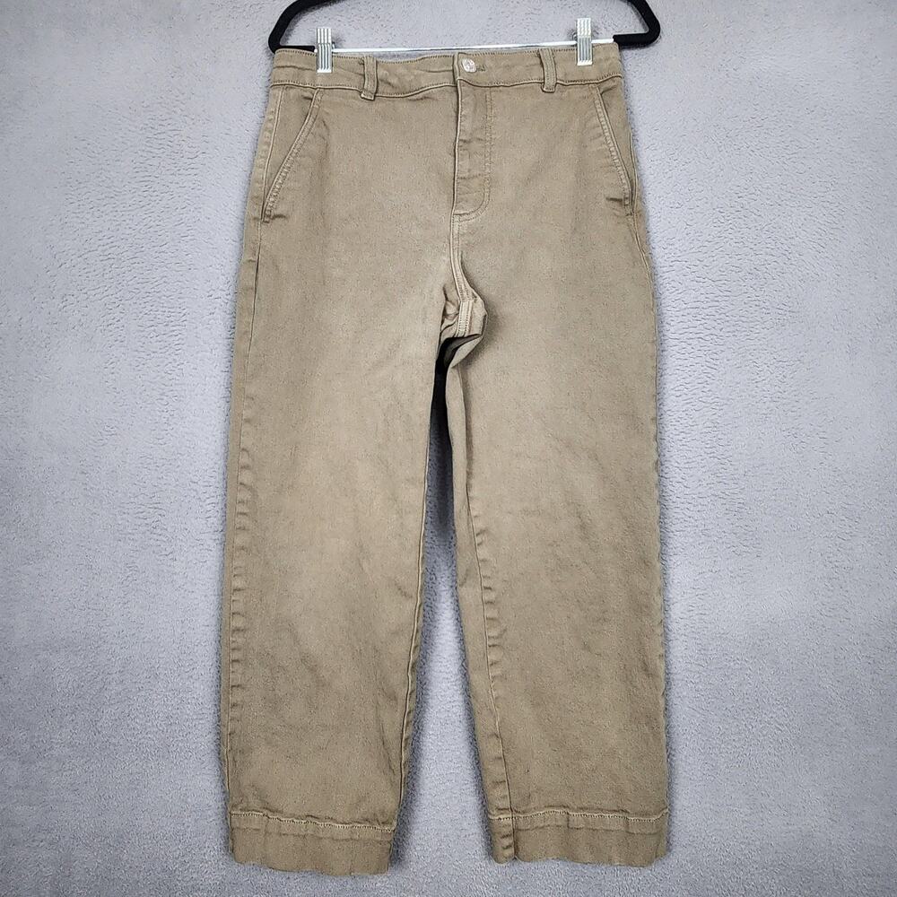 Everlane Pants Womens 10R Green Organic Cotton Twill Chino Straight Crop Stretch